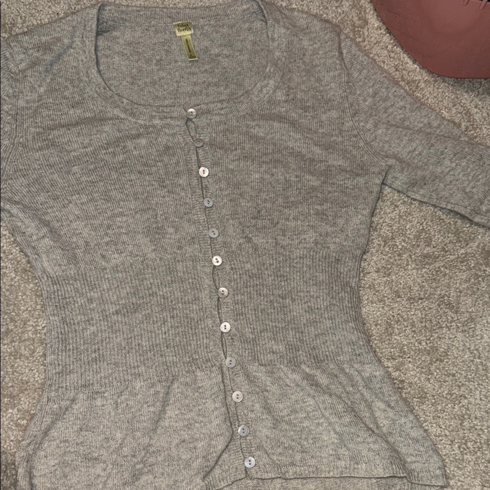 Cashmere Gray Ribbed Button-Up Too - Picture 1 of 4